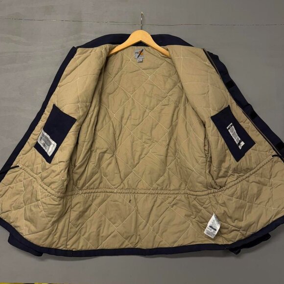 Carhartt Fire Resistant Jackets Duck Navy Blue Quilt Lined XL - Picture 5 of 7